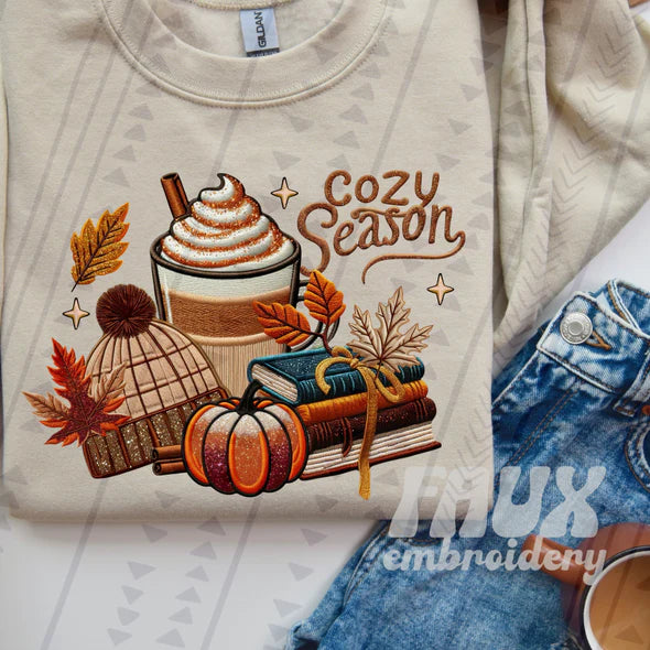 Cozy Season Faux Embroidery with Latte