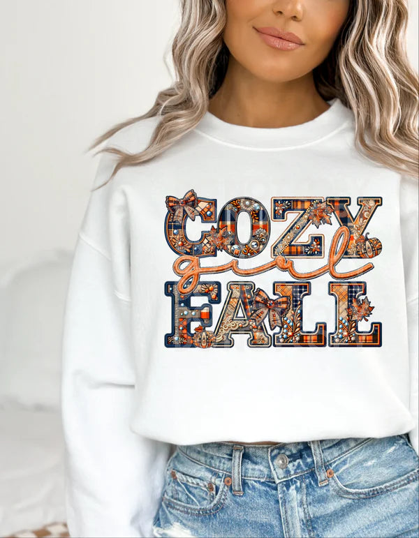 Cozy Girl Fall Faux Embroidery Font Plaid