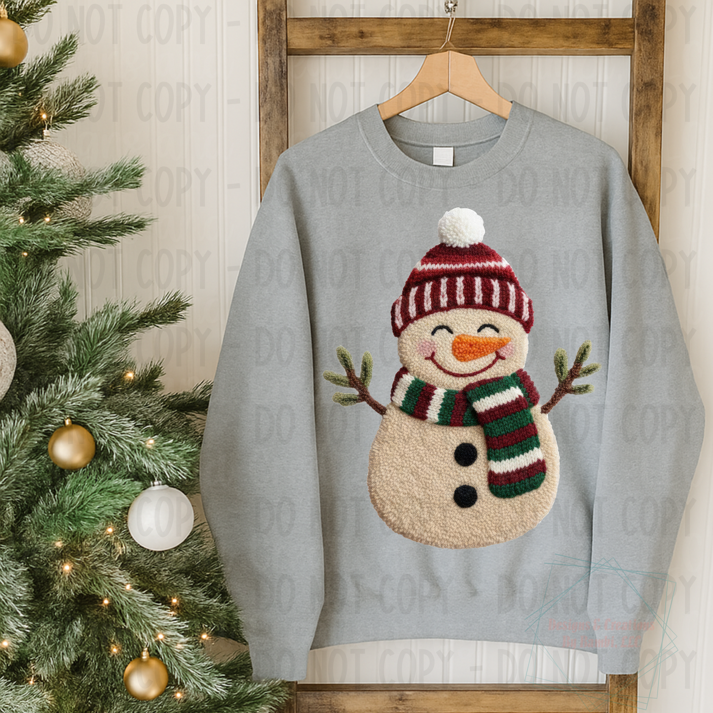 Cute Festive Snowman with Red/White Striped Hat