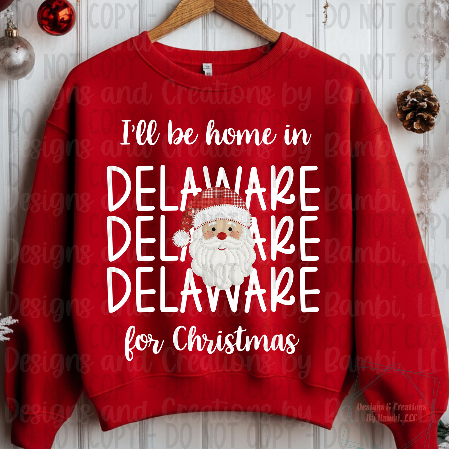 I'll Be Home in States Santa Face with White Font Collection