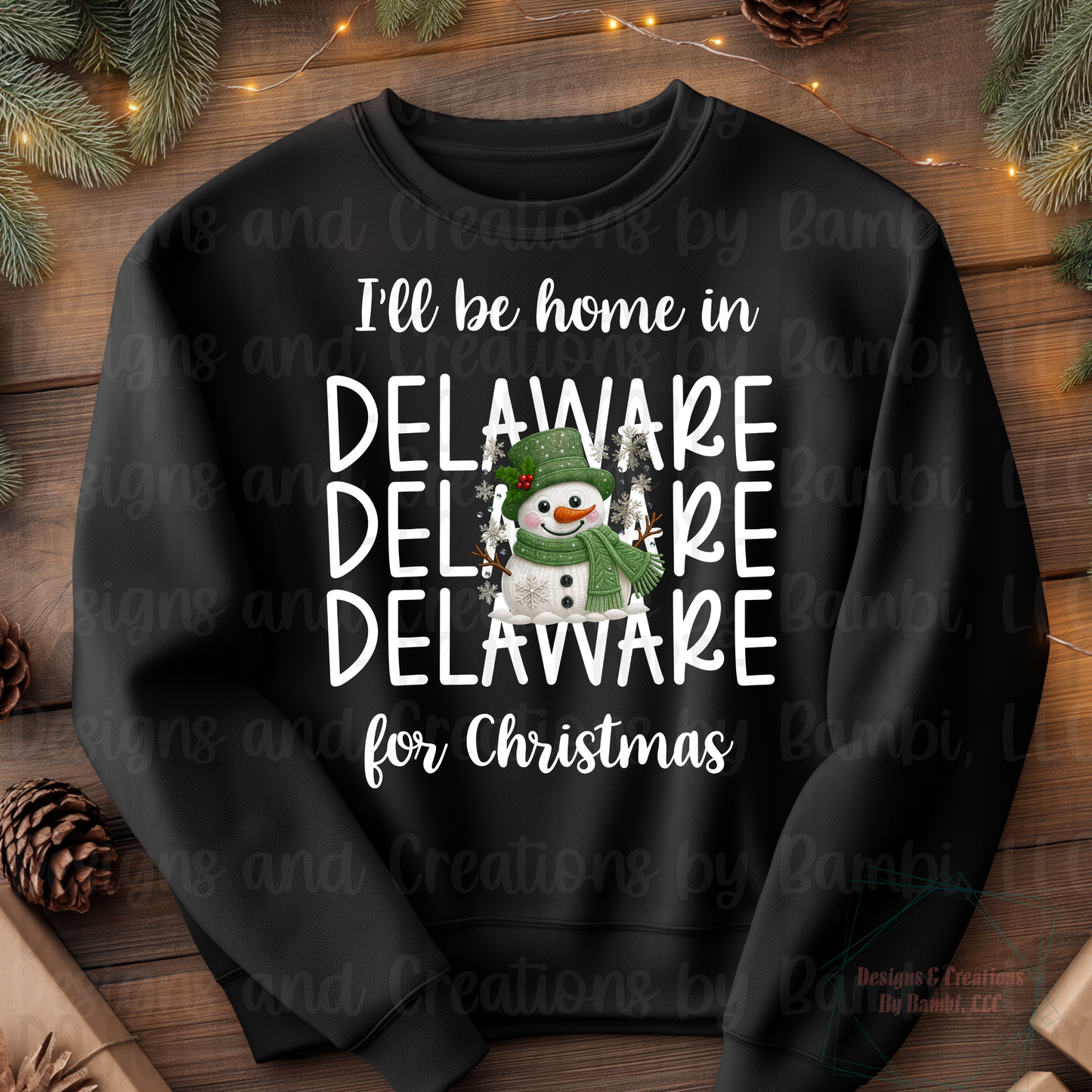 I'll Be Home In States Sage Snowman with White Font Digital Bundle