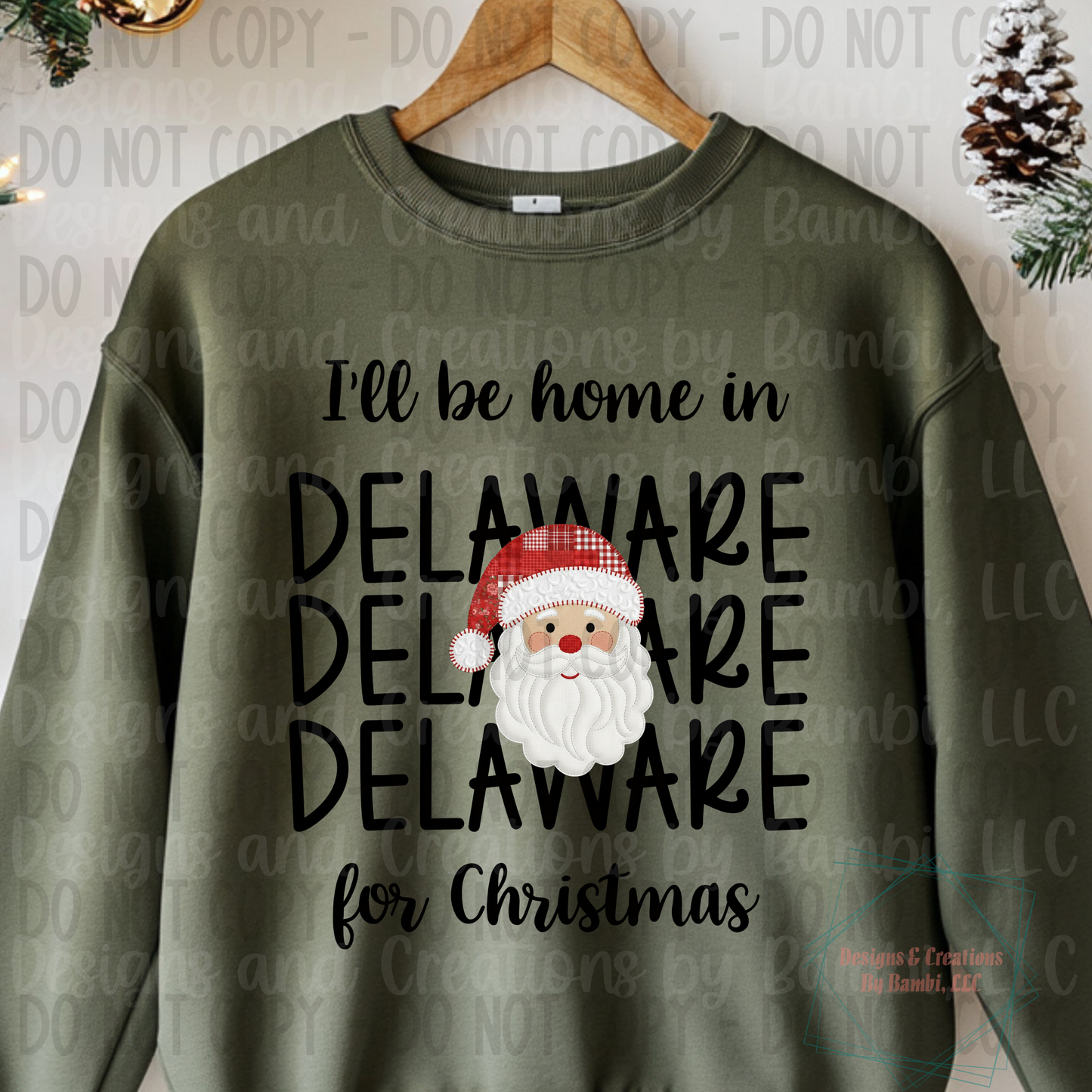 I'll Be Home in States Santa Face with Black Font Digital Bundle