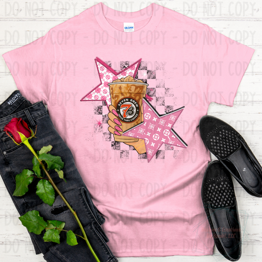 Drive thru Coffee with Distressed Checker