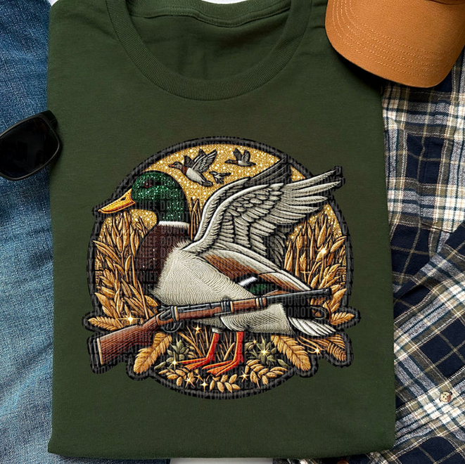 Duck Hunting Faux Embroidery