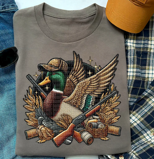 Duck Hunting Ball Cap Faux Embroidery