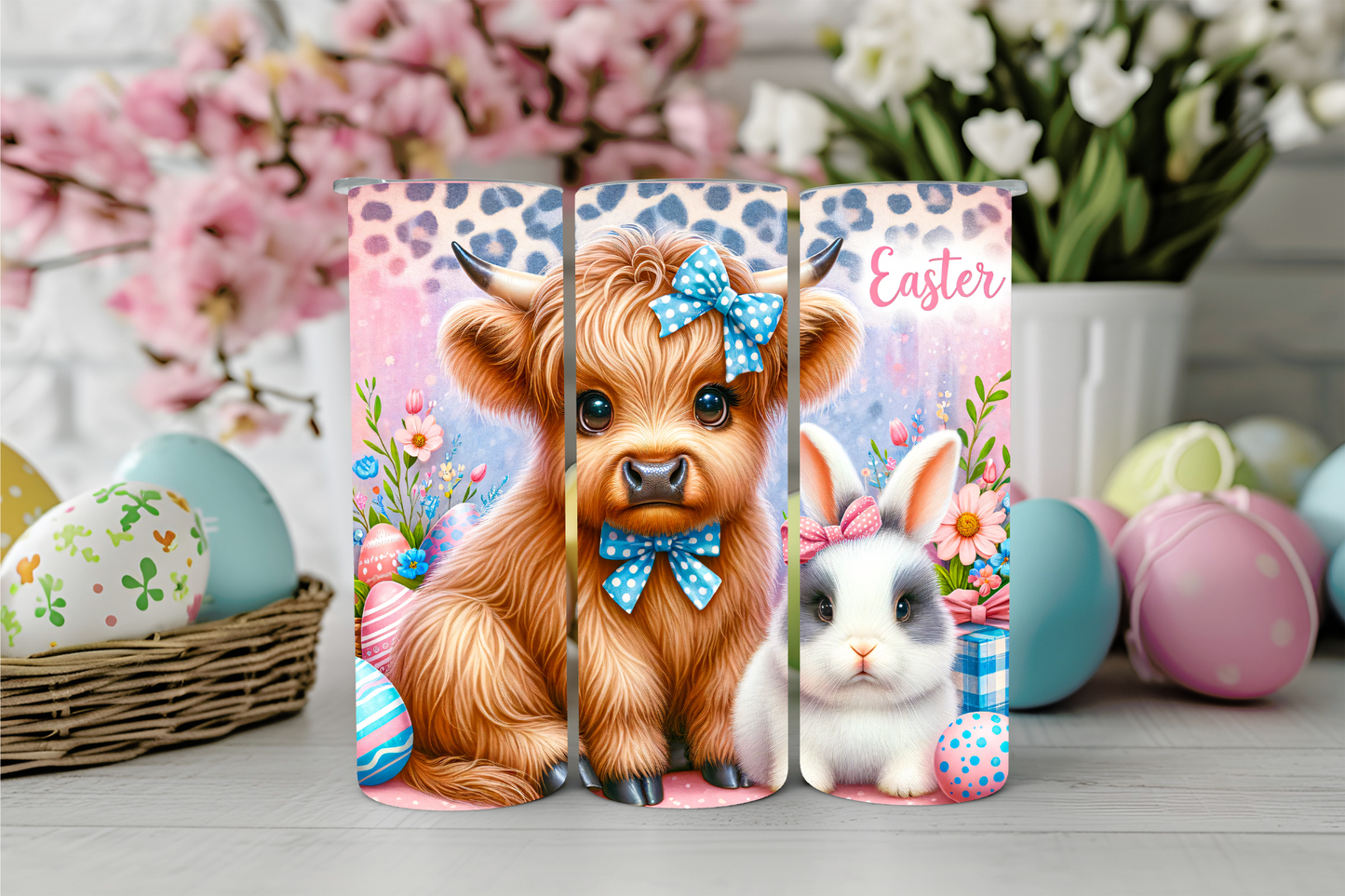 Easter Bunny and Highland Cow Tumbler