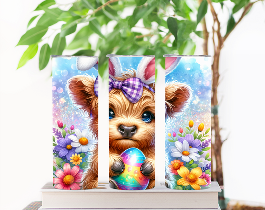 Adorable Highland Cow and Easter Tumbler