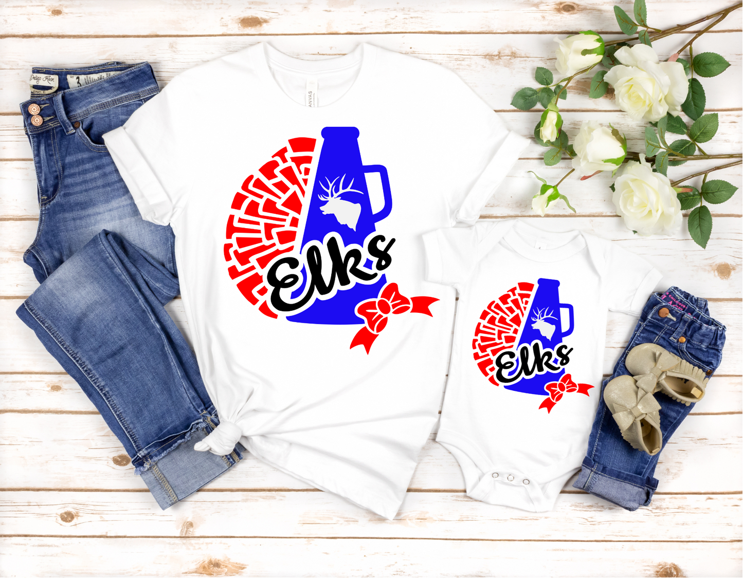 Elk Elkhart Cheer with Megaphone Completed Shirt