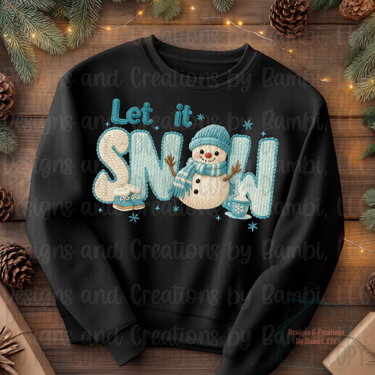 Faux Knit Blue Let It Snow Snowman