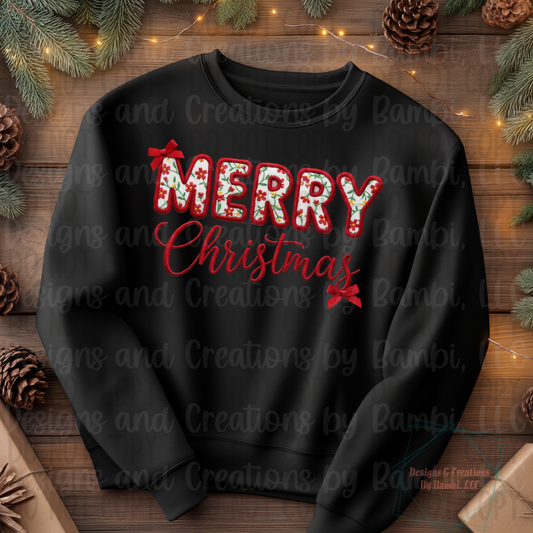 Faux Yarn Floral Merry Christmas