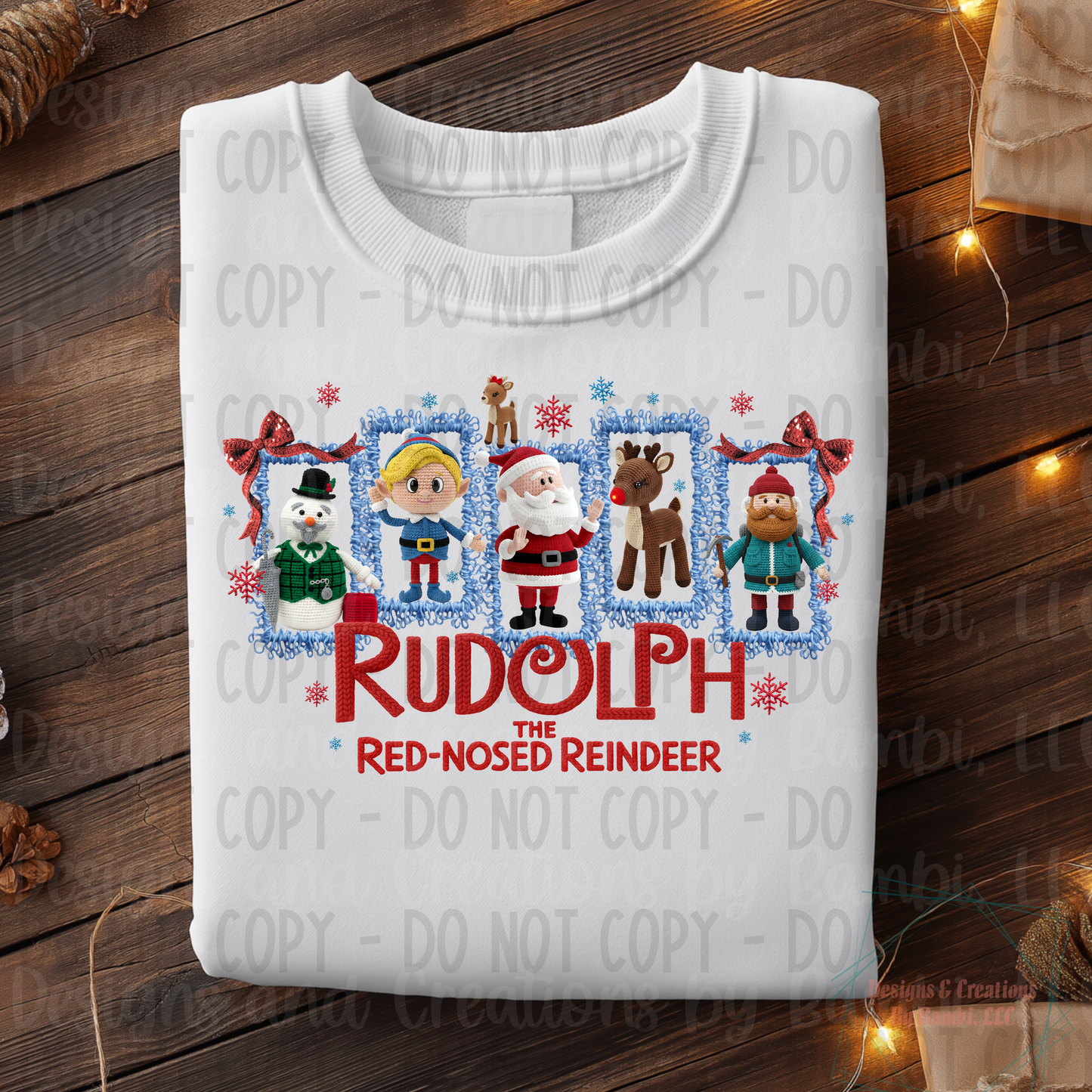 Faux Knit Red Nosed Reindeer