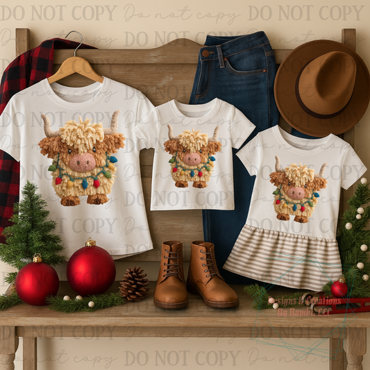 Faux Yarn Shaggy Christmas Highland Cow