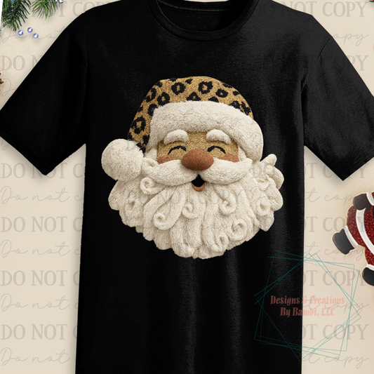 Faux Yarn Smiling Santa with Leopard