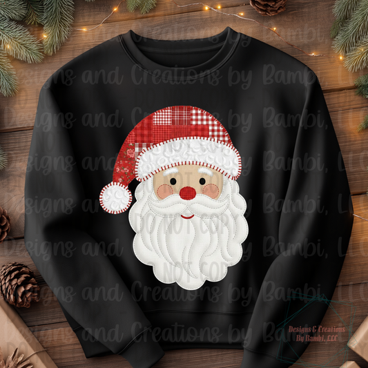 Faux Embroidery Festive Santa