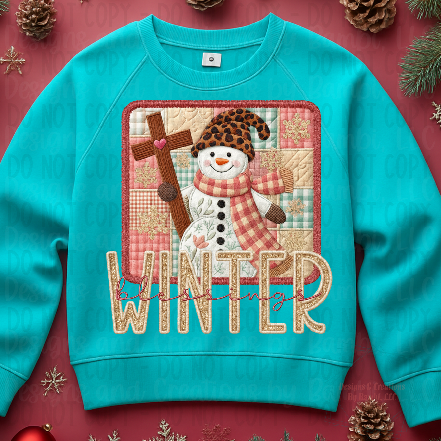 Faux Embroidery Christmas Snowman Collection