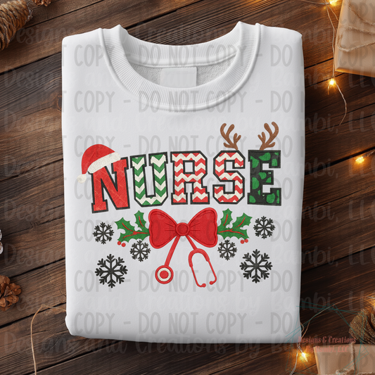 Faux Embroidery Cheveron Font Nurse