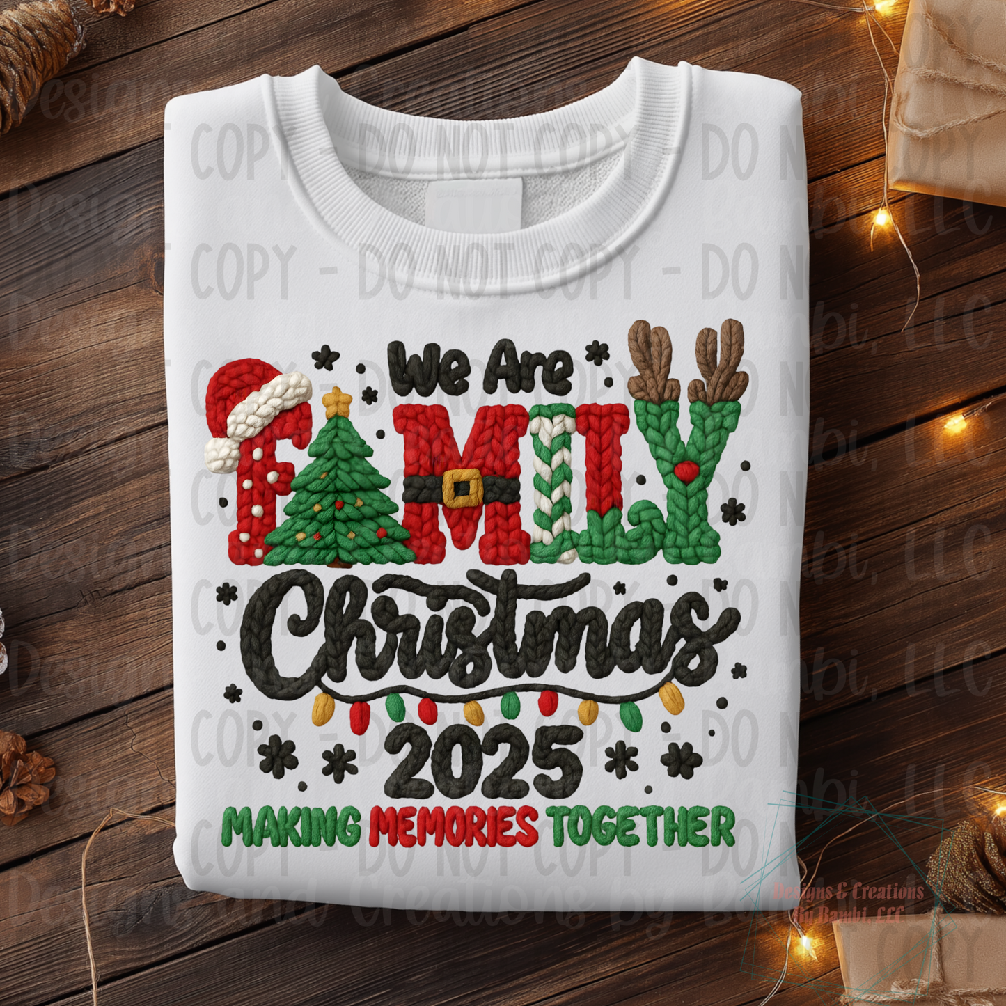 Faux Yarn We Are Family 2025 Christmas