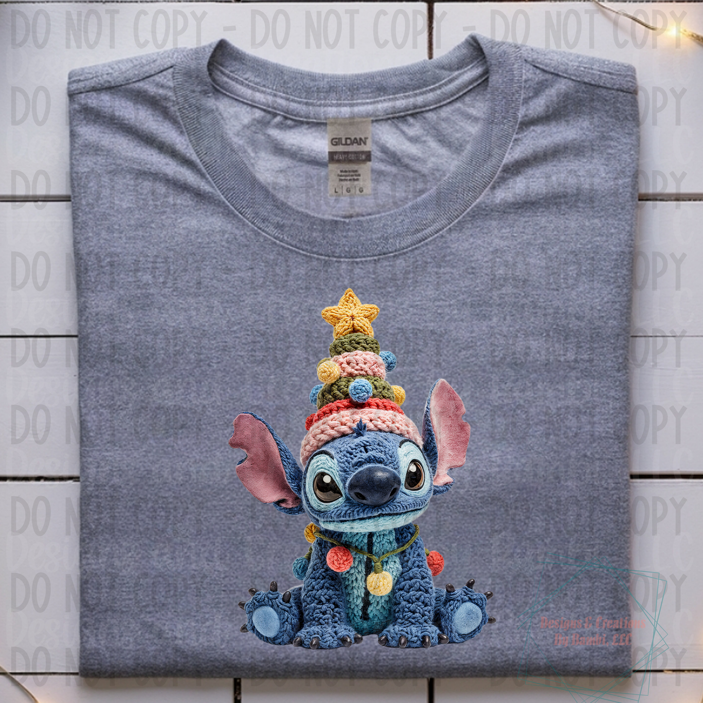 Faux Knit Christmas Blue Guy with Lights