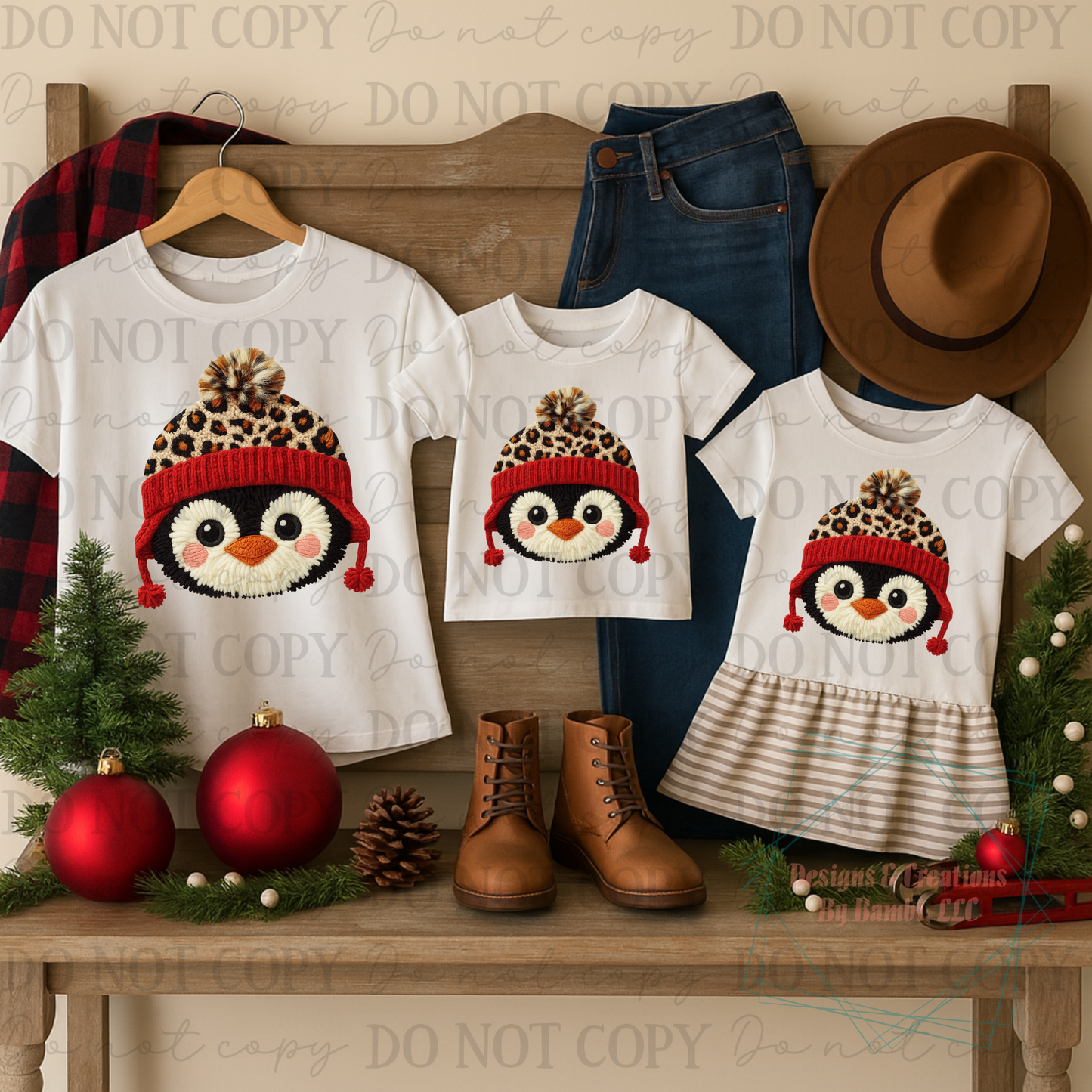 Faux Yarn Penguin Face with Leopard Hat