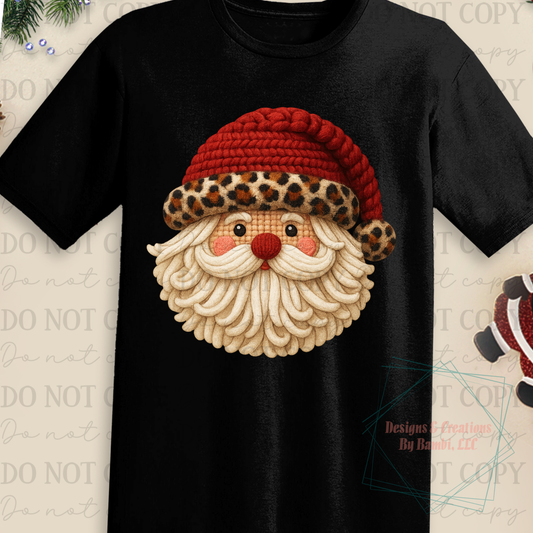 Faux Yarn Santa with Leopard