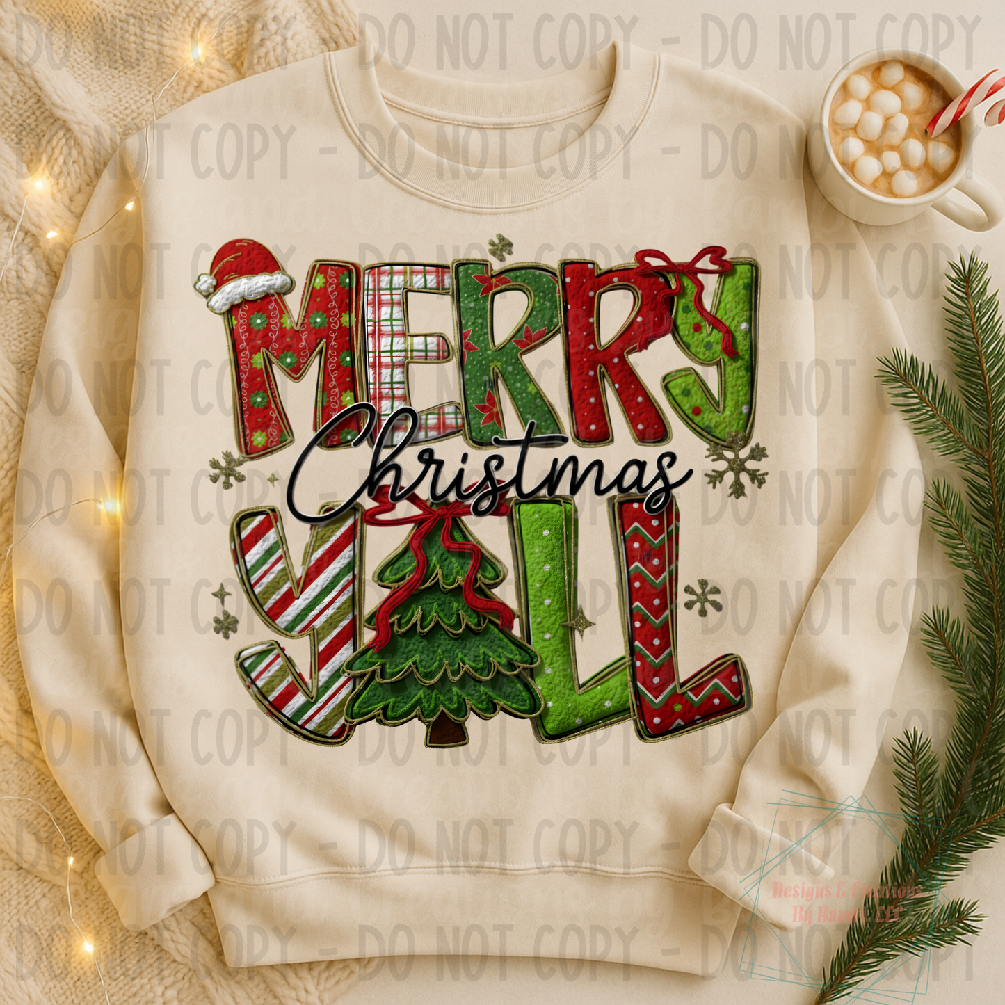 Faux Yarn Merry Christmas Y'all Multipatterns