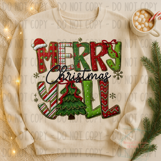 Faux Yarn Merry Christmas Y'all Multipatterns