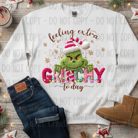 Faux Knit Feeling Extra Grinchy Pink