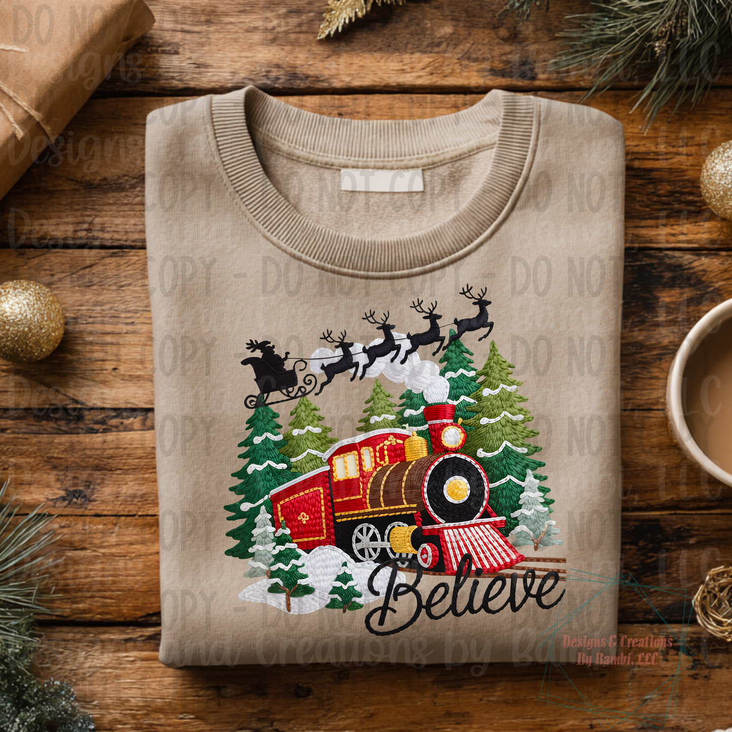 Faux Knit Believe with Train