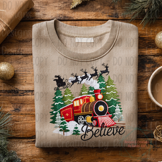 Faux Knit Believe with Train