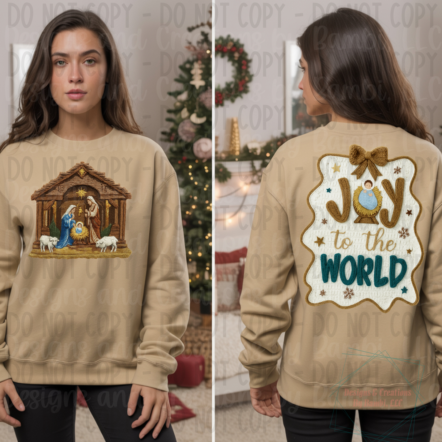 Faux Knit Joy To The World (Front/Back Design)