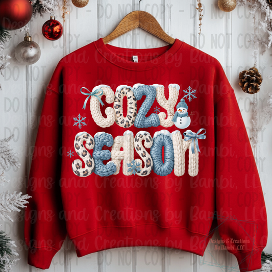 Faux Knit Cozy Season Leopard Blue