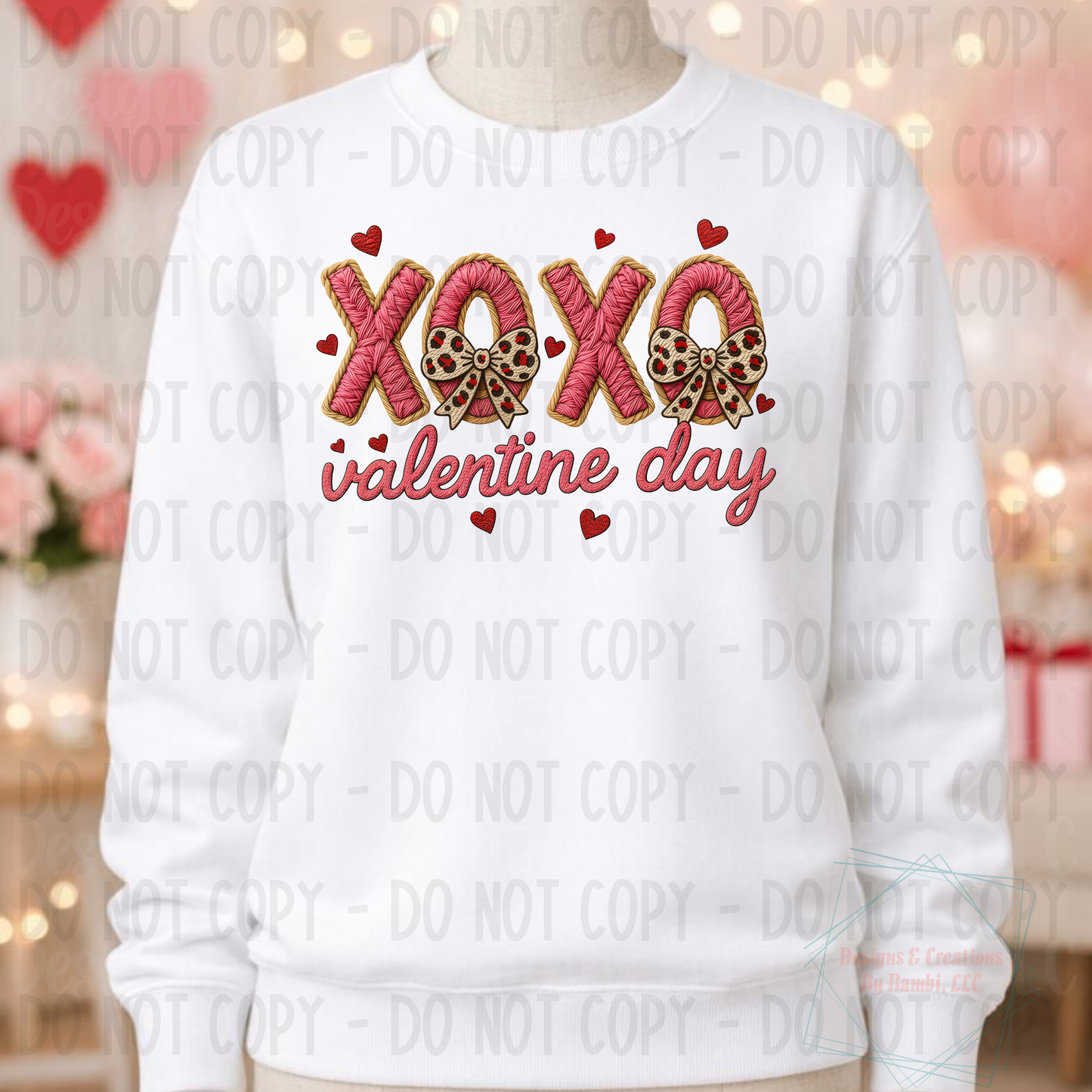 Faux Crochet XOXO Valentine Day with Leopard
