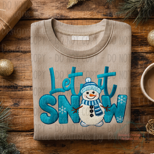 Faux Felt Blue Let It Snow