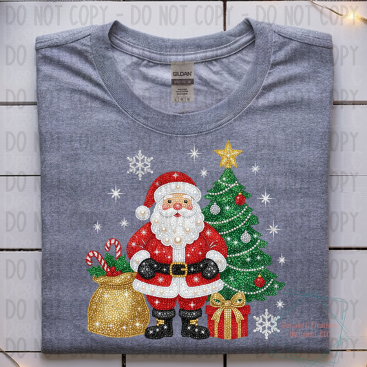 Faux Glitter Santa with Tree