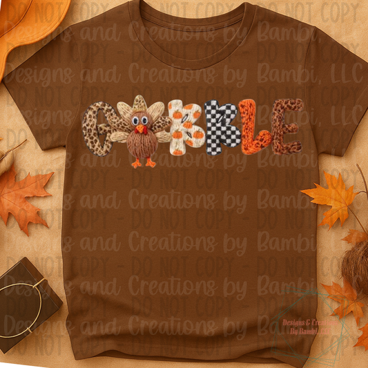 Faux Knit Gobble with Turkey for O