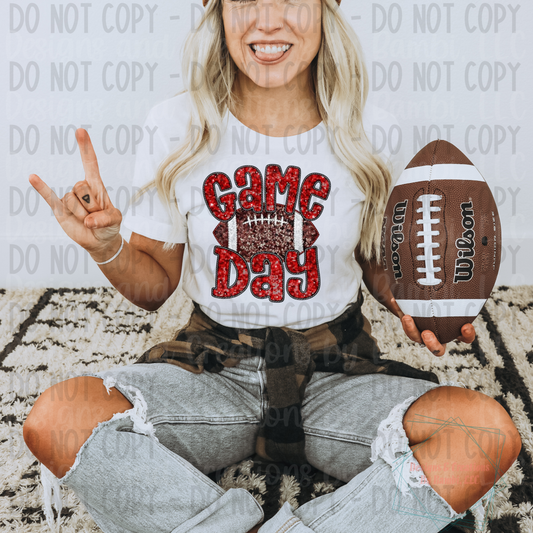 Faux Sequin Red Football Game Day