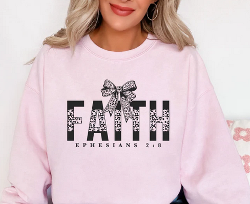 Faith Bow Leopard Letters