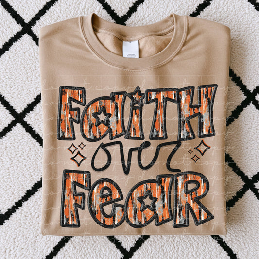 Faith Over Fear Faux Embroidery Outline