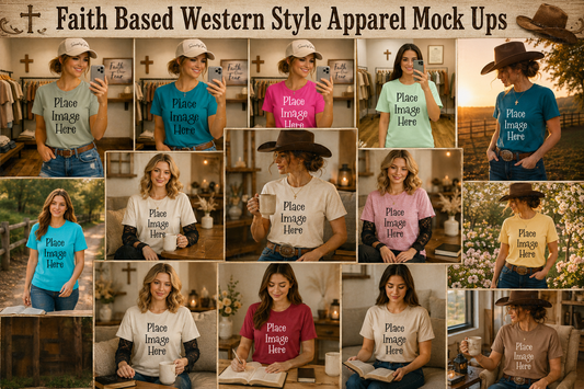 Faith Based Western Style Apparel Mock Ups (Gildan Brand)