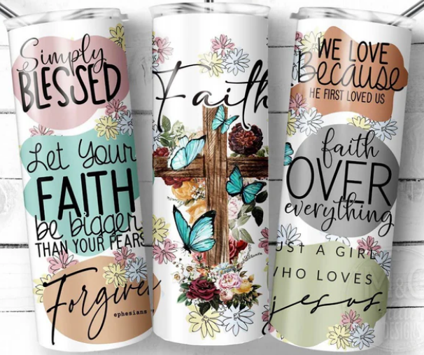 Faith Word Design Sublimation Tumbler