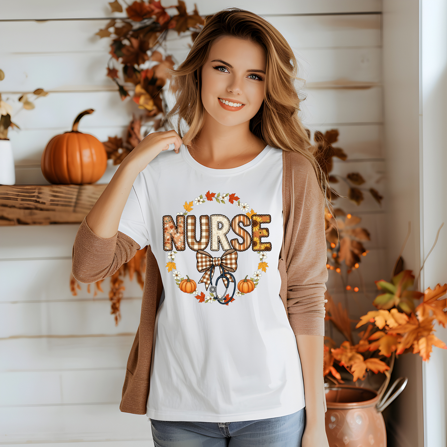 Fall Themed Nurse With Plaid