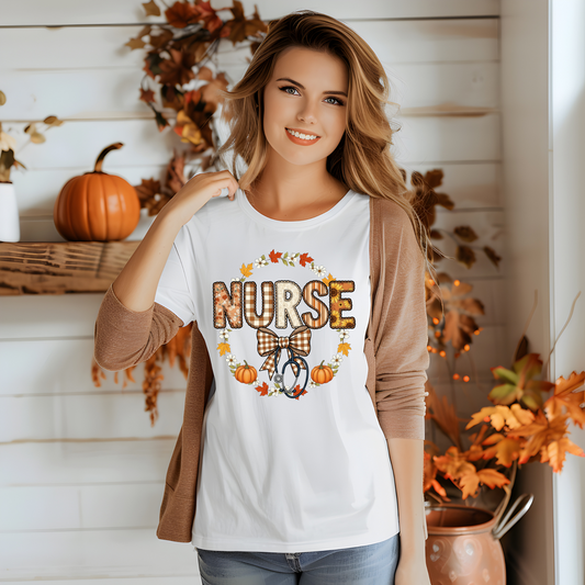Fall Themed Nurse With Plaid