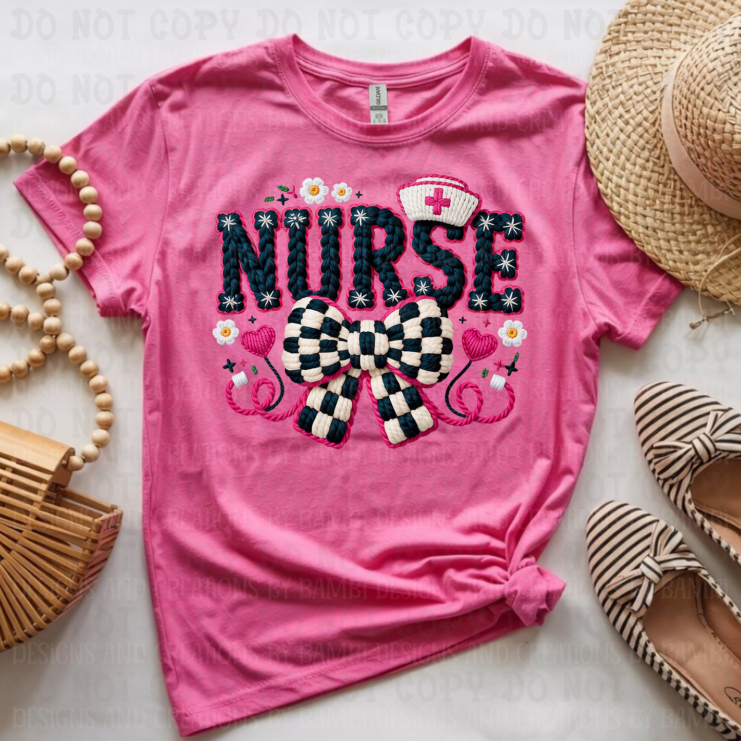Faux Crochet Pink/Black Nurse