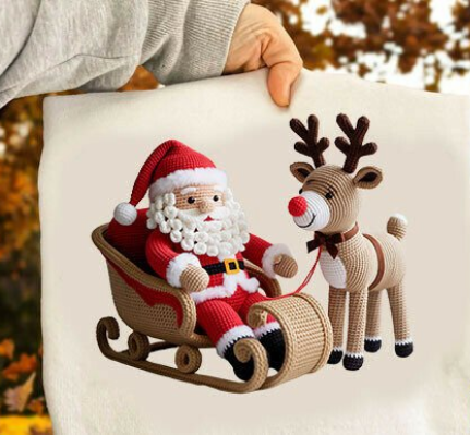 Faux Crochet Santa/Reindeer/Sleigh