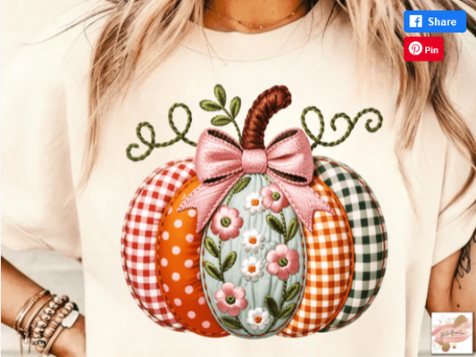 Faux Embroidery Fall Pumpkin