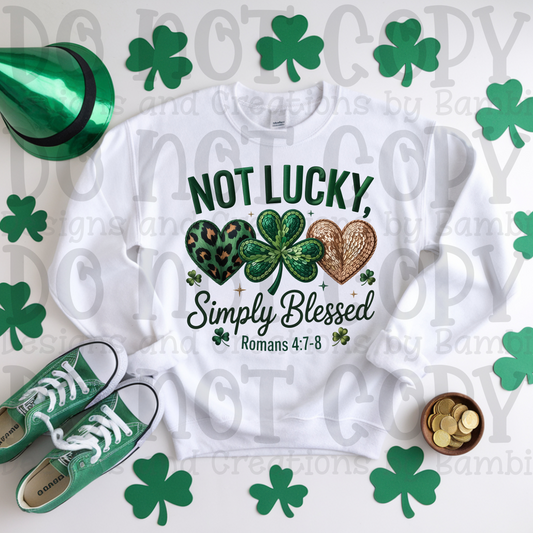 Faux Embroidery Not Lucky with Hearts and Clover