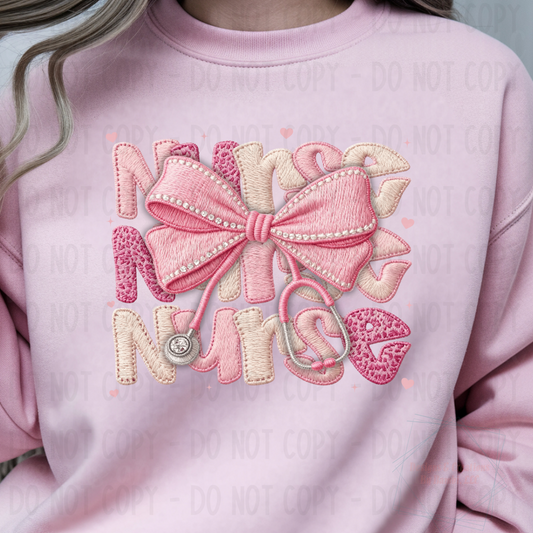 Faux Embroidery Nurse Stacked Multi Patterns