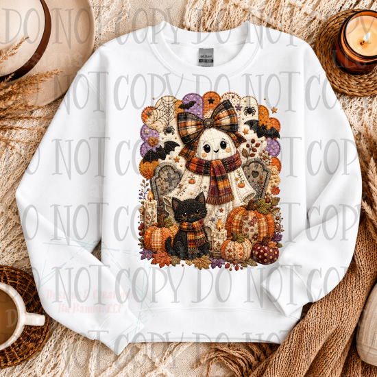 Faux Embroidery Patchwork Halloween Ghost