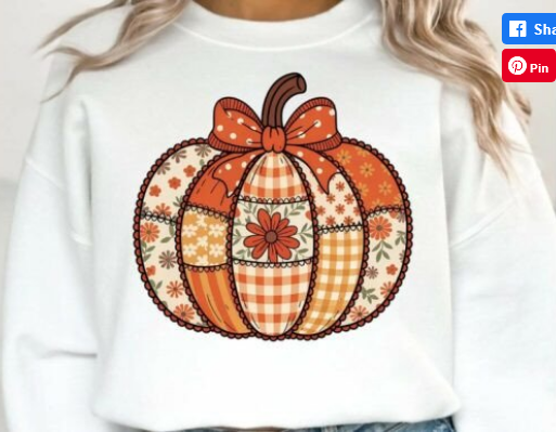 Faux Embroidery Patchwork Pumpkin