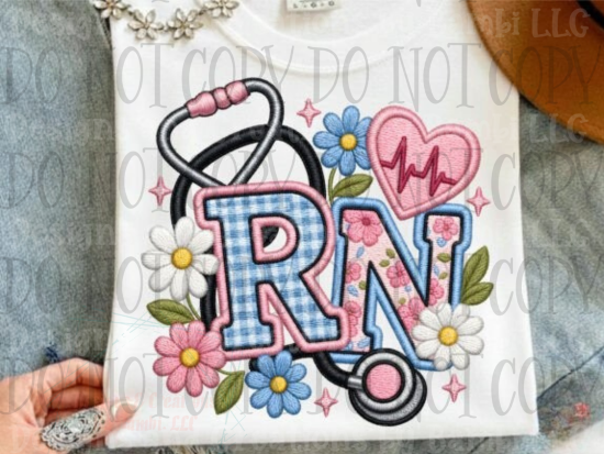 Faux Embroidery RN Floral